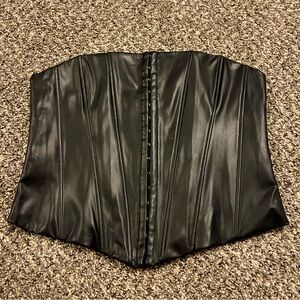 Zara Dark Faux Leather Top